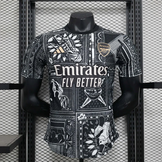 Maillot de football d'avant-match noir Arsenal 2024/2025